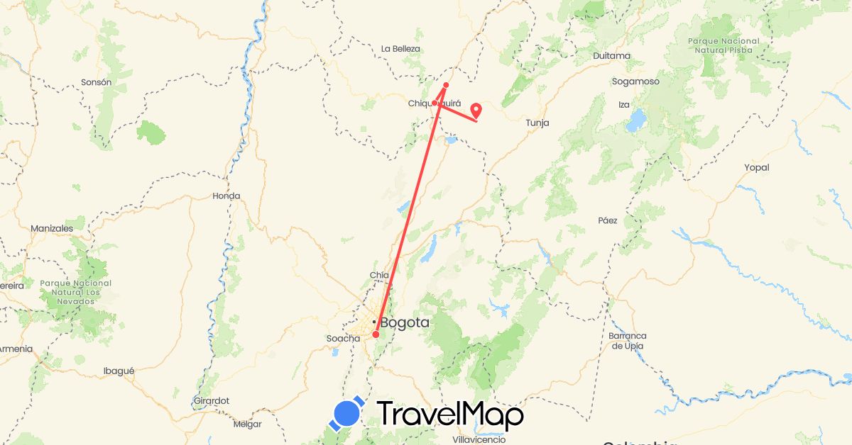 TravelMap itinerary: hiking in Colombia (South America)